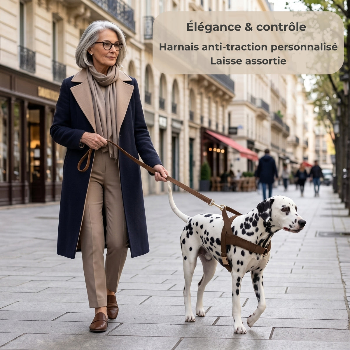 Harnais anti-traction TouVa personnalisé + laisse assortie